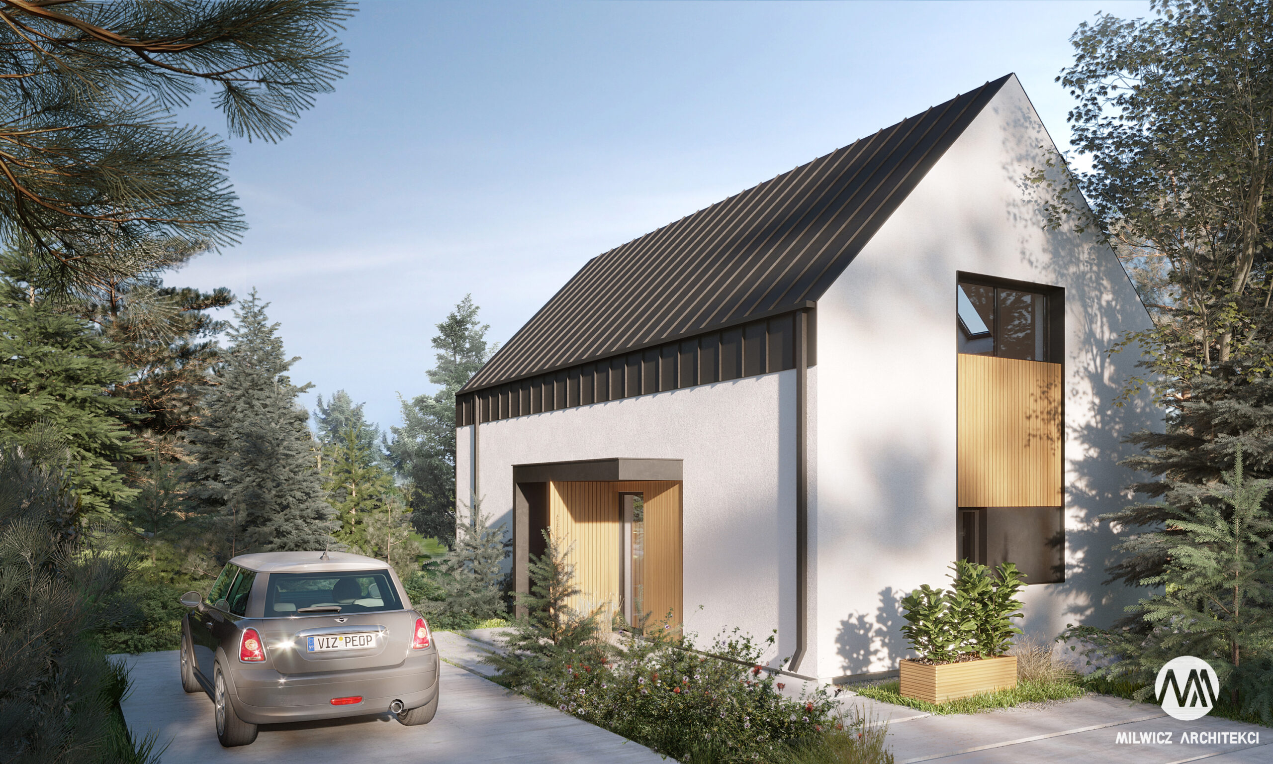 D89, projekt domu jednorodzinnego, dom jednorodzinny z poddaszem użytkowym, projekty gotowe, nowoczesna stodoła, nowoczesna architektura