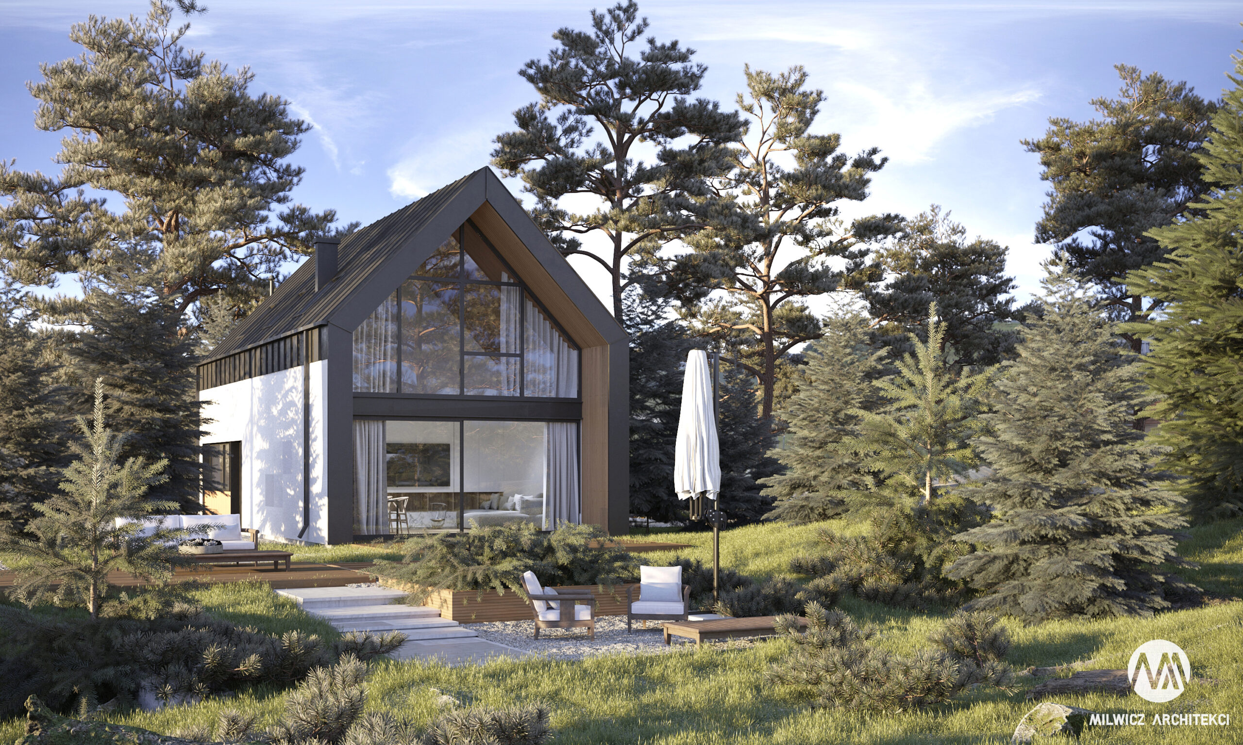 D89, projekt domu jednorodzinnego, dom jednorodzinny z poddaszem użytkowym, projekty gotowe, nowoczesna stodoła, nowoczesna architektura