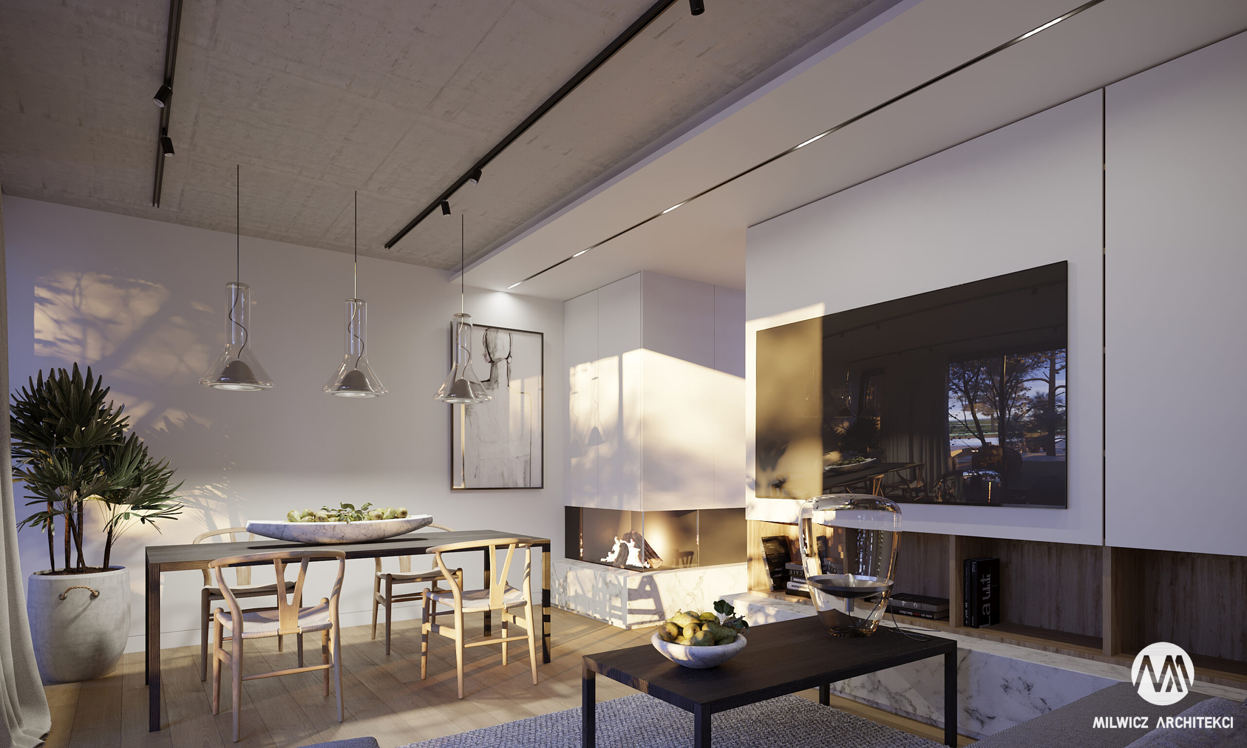 projekty gotowe, domy piętrowe, projekty wnętrz, nowoczesna architektura, kominek