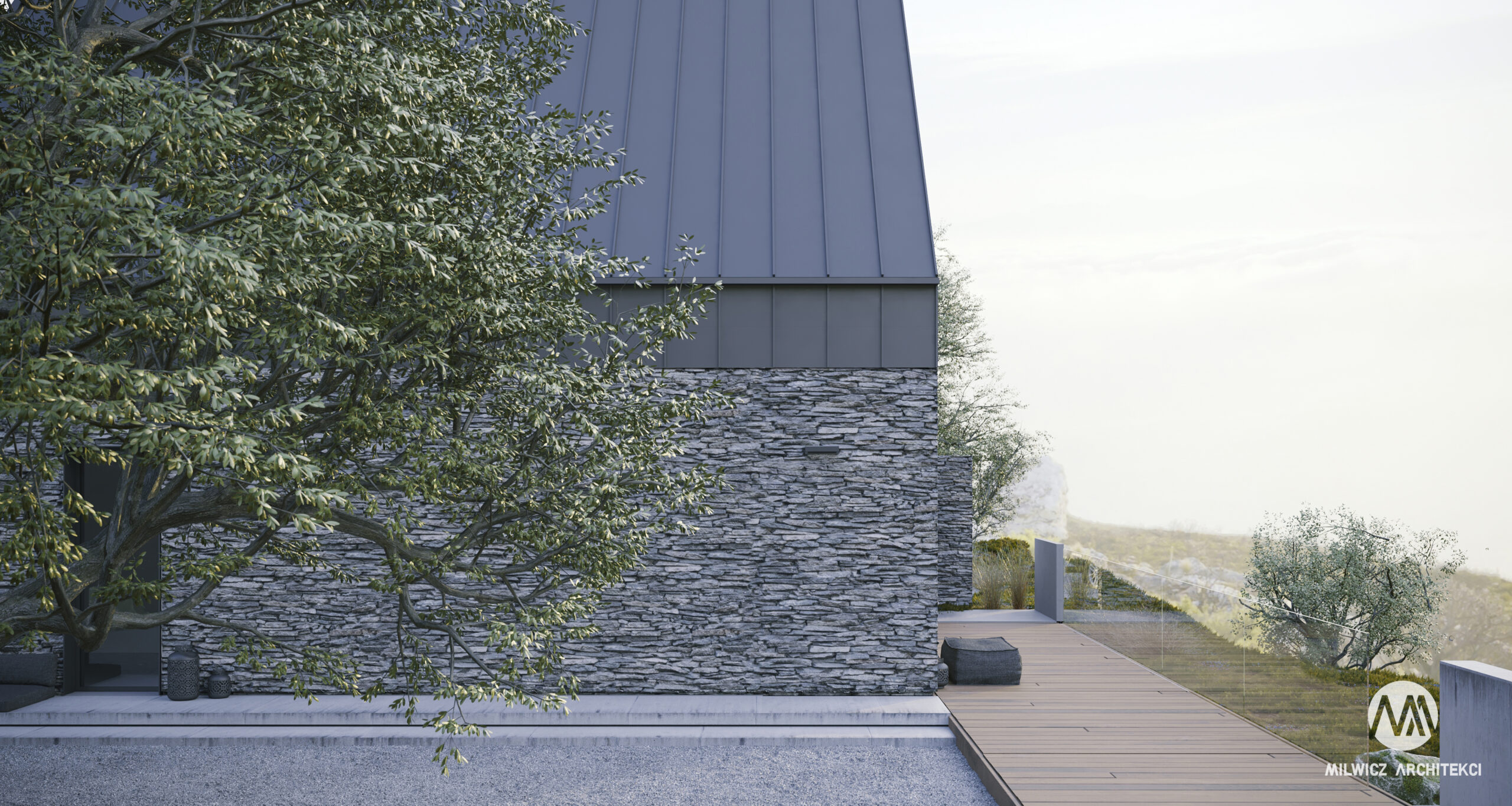 D81, projekt domu jednorodzinnego, projekty gotowe, nowoczesna stodoła, nowoczesna architektura, dom z drzewem