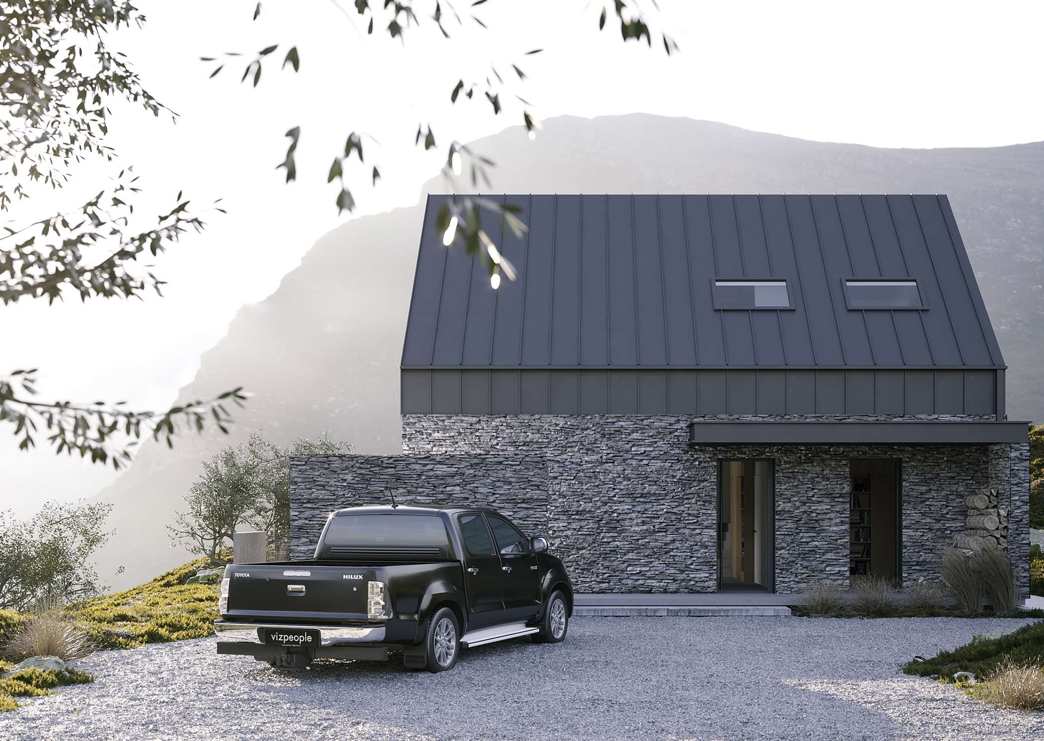 D81, projekt domu jednorodzinnego, projekty gotowe, nowoczesna stodoła, nowoczesna architektura, dom z drzewem