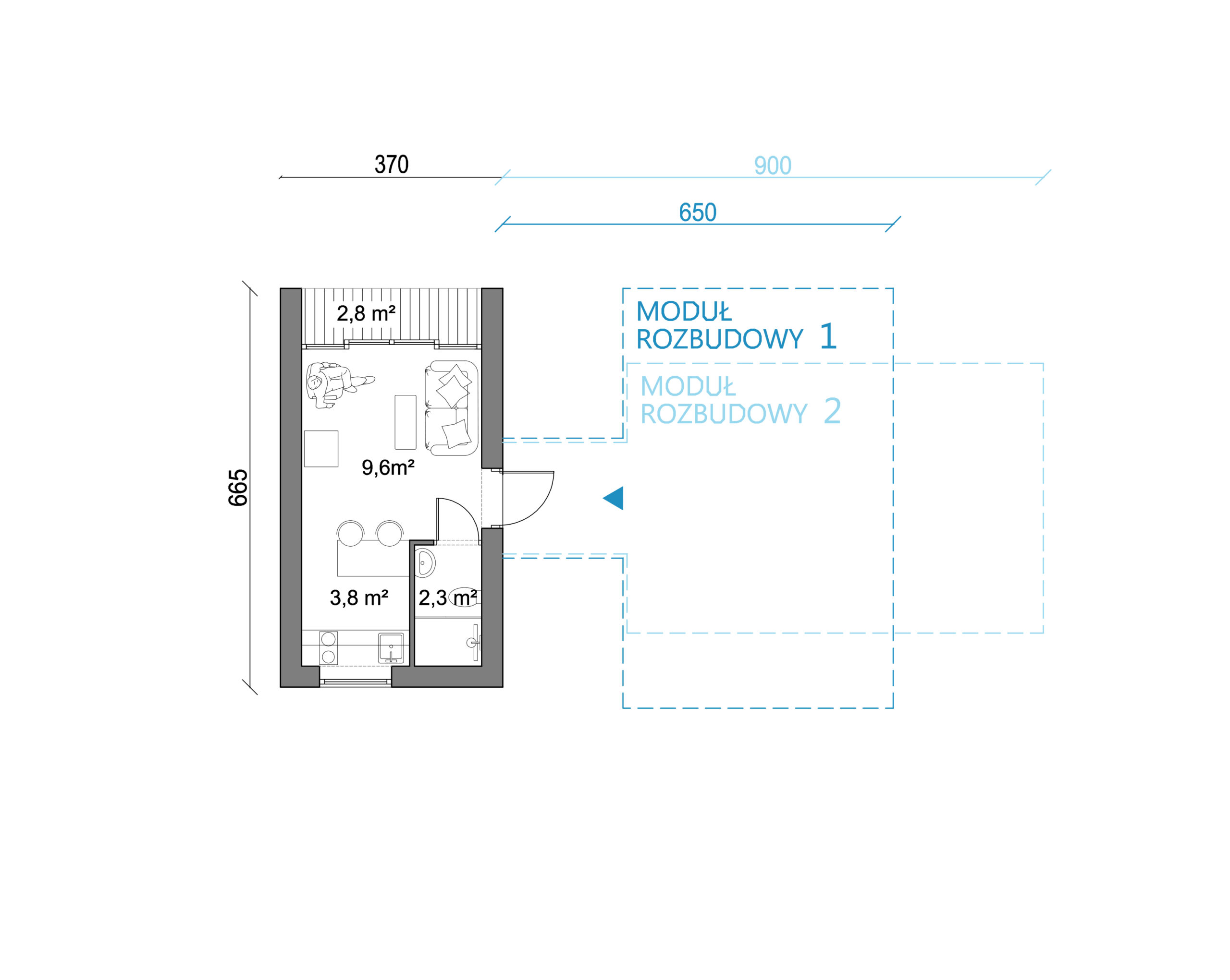 rzut parteru, projekty do 35m2, projekt bez pozwolenia, dom na zgłoszenie, rozbudowy
