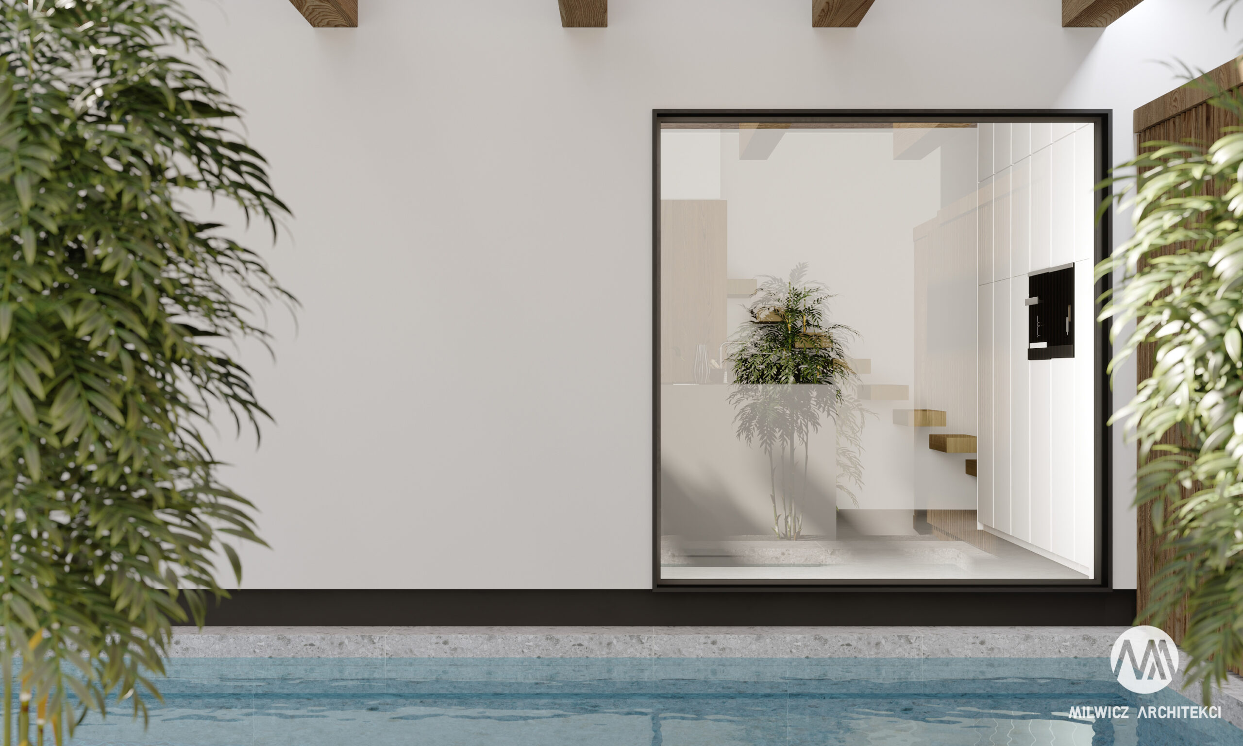 D89\104, projekt domu, basen, dom z basenem, projekty wnętrz, nowoczesna piękna architektura