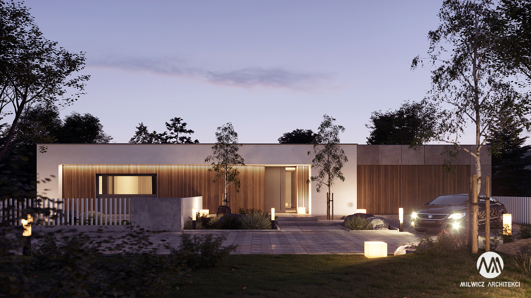 projekt d131, projekt indywidualny, modernizm, płaski dach, nowoczesna architektura, dom z patio